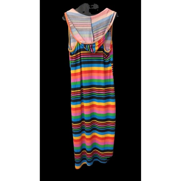 Chesley Rainbow Colored Striped Hooded Asymmetric Tank Dress Jr. XL - Picture 4 of 5